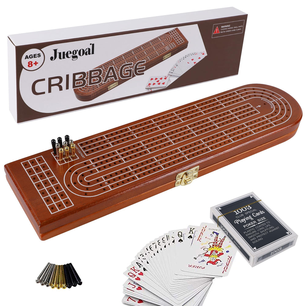 Juegoal three-track wood cribbage board for engaging family play