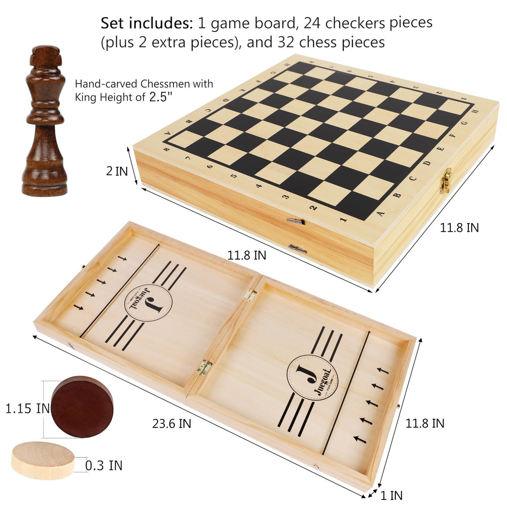 Juegoal wooden checkers set with pieces for classic play