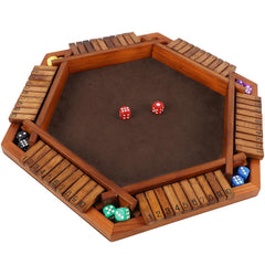 Juegoal wooden shut the box dice box with tiles for up to six players
