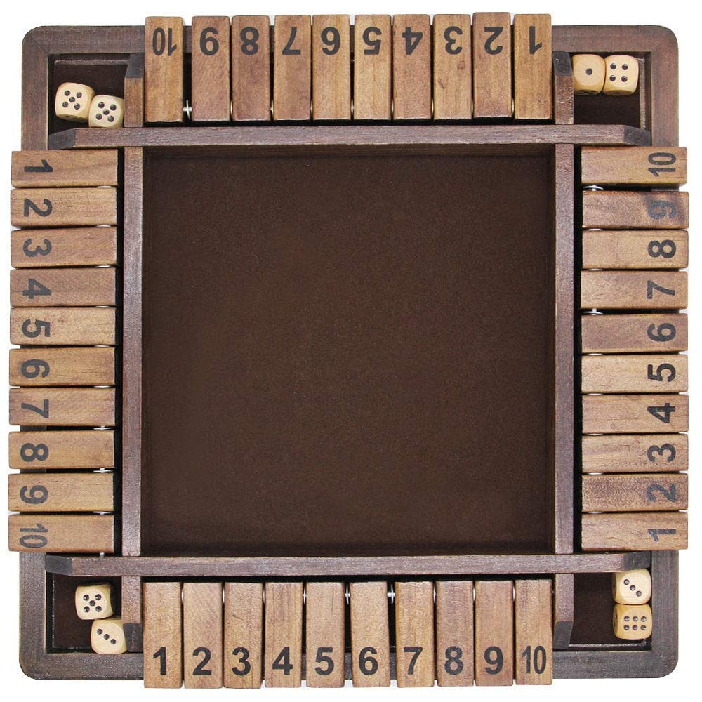 Juegoal wooden shut the box dice image highlighting dice for quick math play.