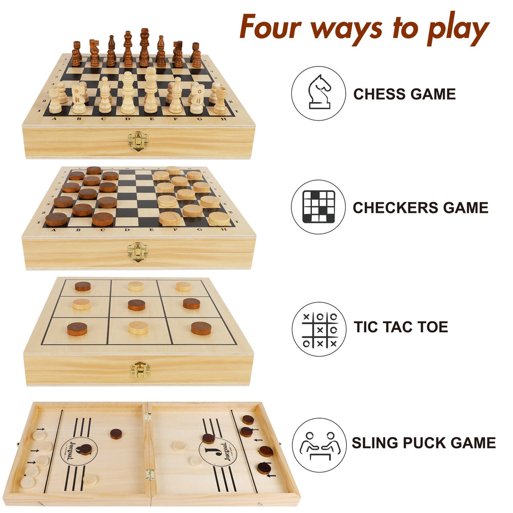 Juegoal wooden tic-tac-toe board ready for quick rounds