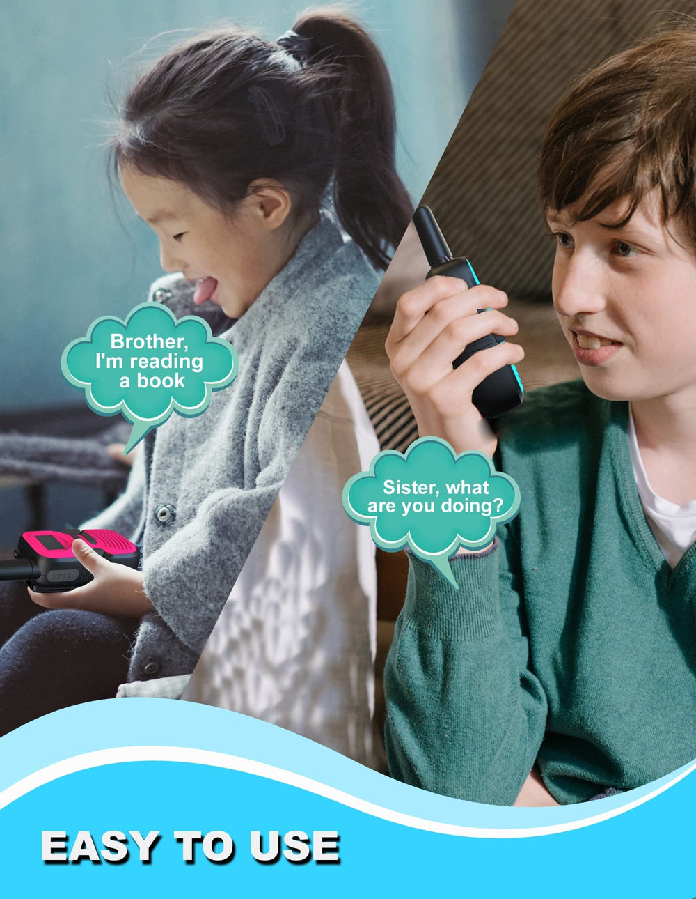 Jueion Long-Range Walkie Talkies provide reliable reach for outdoor play.