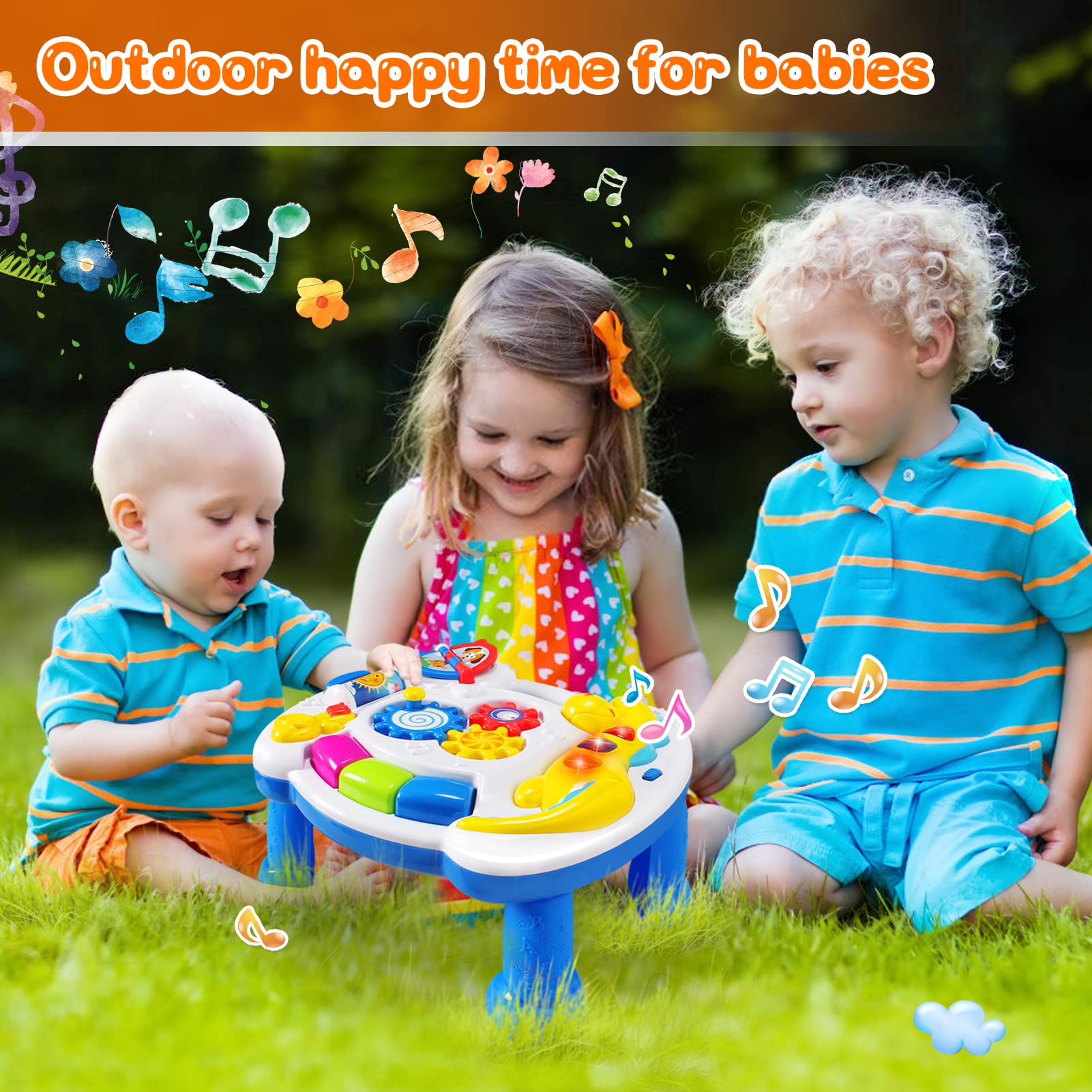 JUEJIAZKIY crib or car attachment enables portable play.
