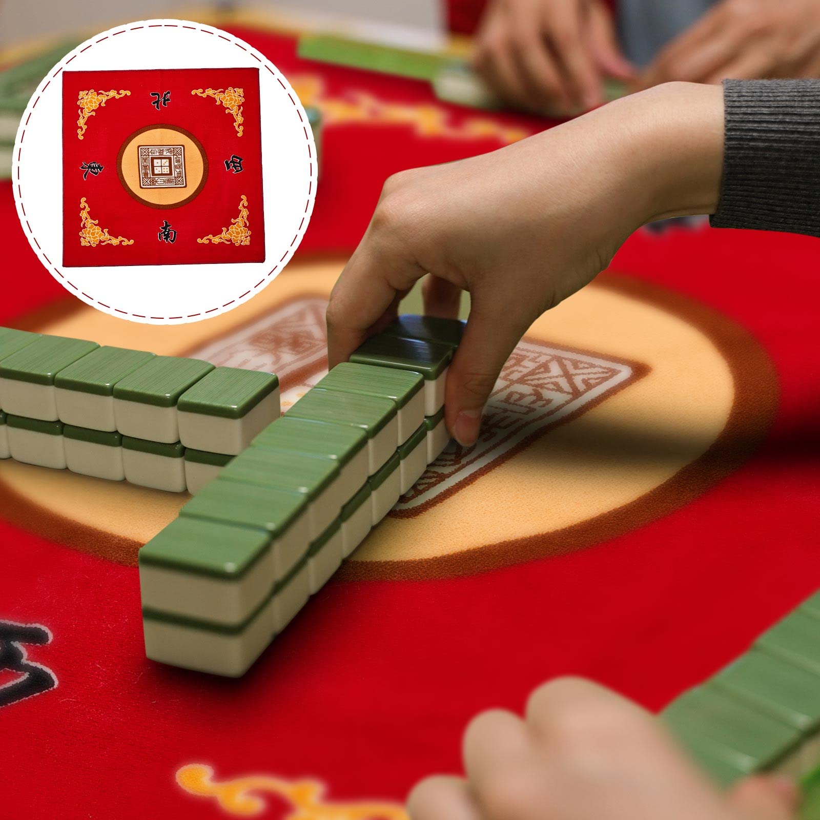 Juexica Mahjong mat easy care design resists creases.