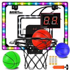 Jugana mini basketball hoop over the door with LED scorer for quick indoor play.