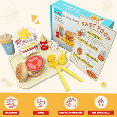 JugueteLand wooden fries and tray ideal for pretend meals and social role play