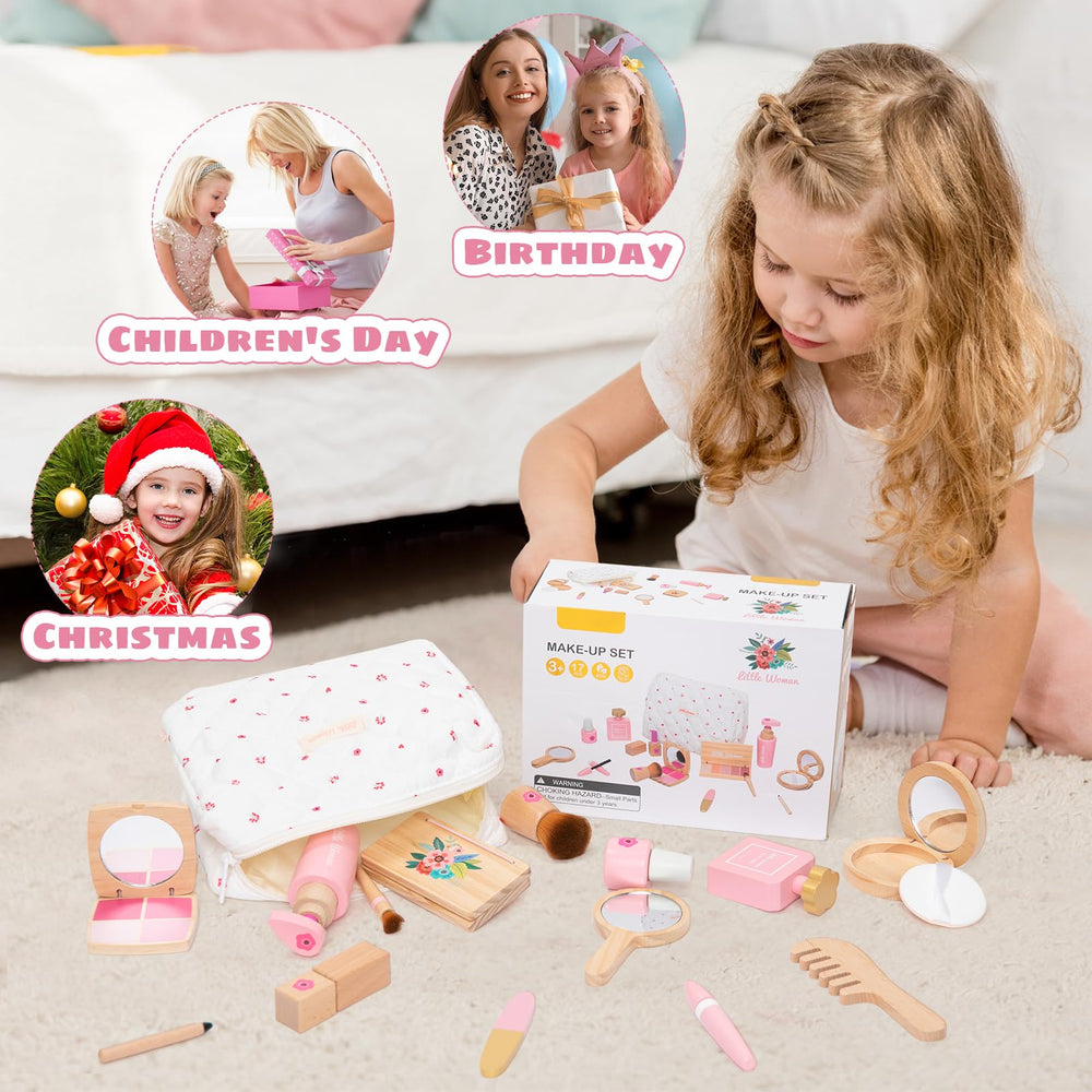 Handheld mirror helps little designers admire their pretend looks.