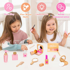 Jugueteland makeup bag with compact tools for tidy pretend play.