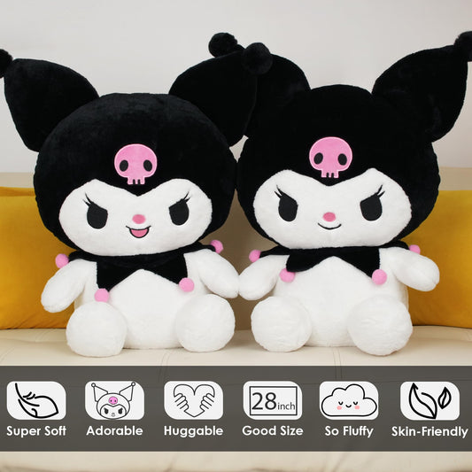 Juju Black Kawaii Plush side view, ideal decorative shelf companion.