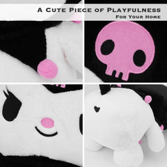 Juju Black Kawaii Plush texture close-up highlighting skin-friendly fabric.
