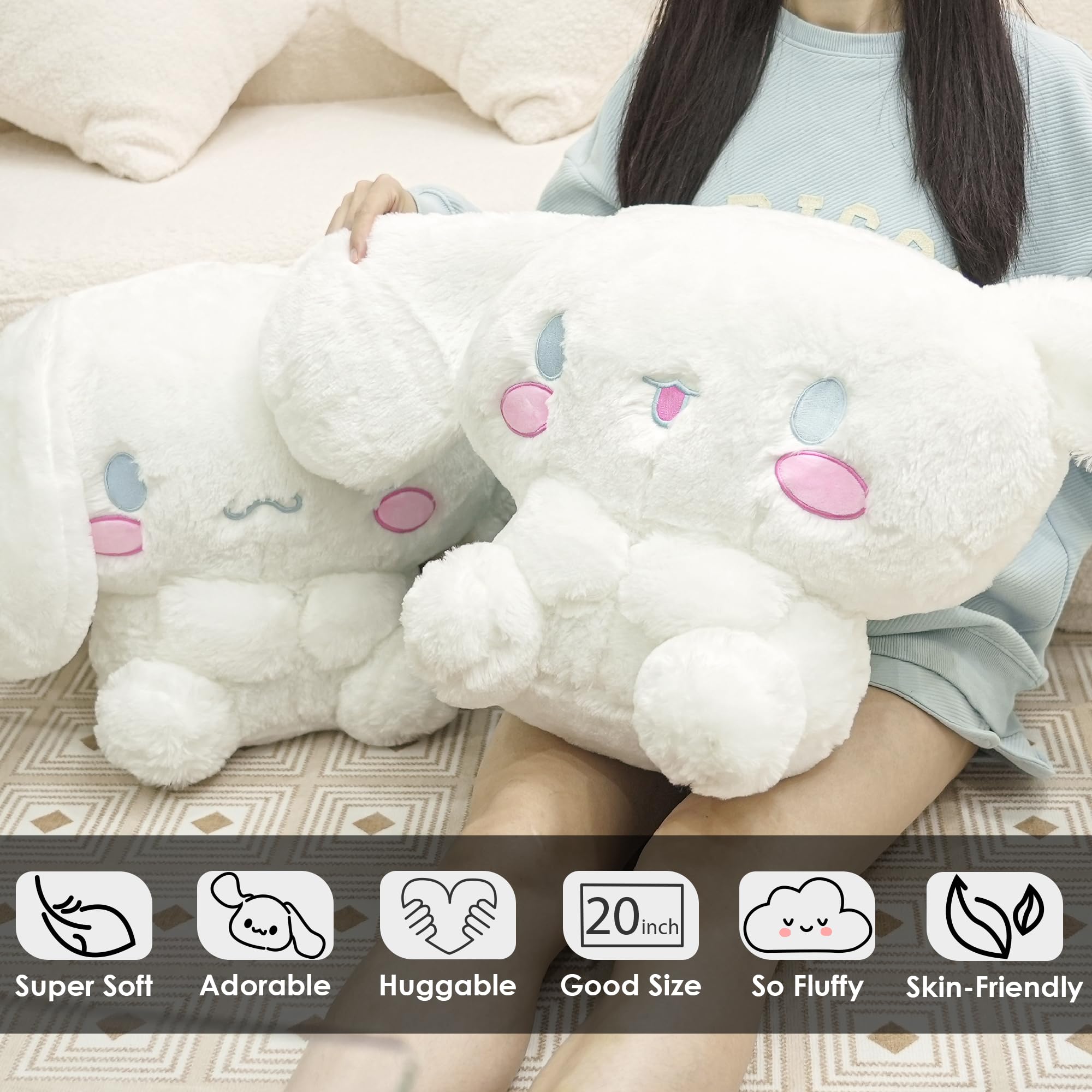 Juju Goods Juju White Kawaii Plush texture close-up showing plush softness.