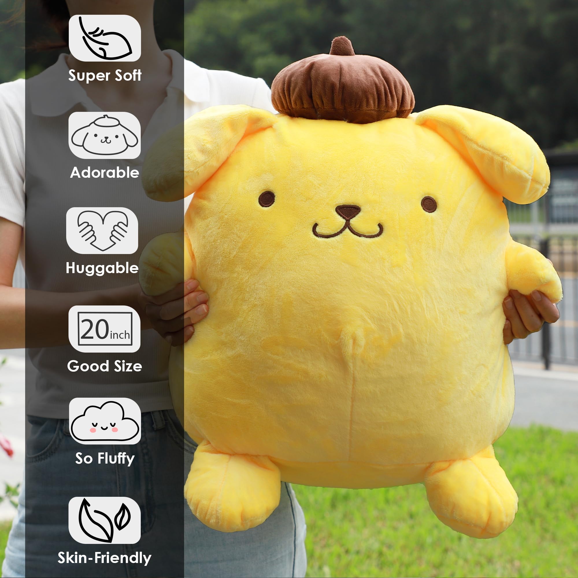 Juju Goods Juju Yellow Kawaii Plush ears closeup, ideal for comforting hugs and display.