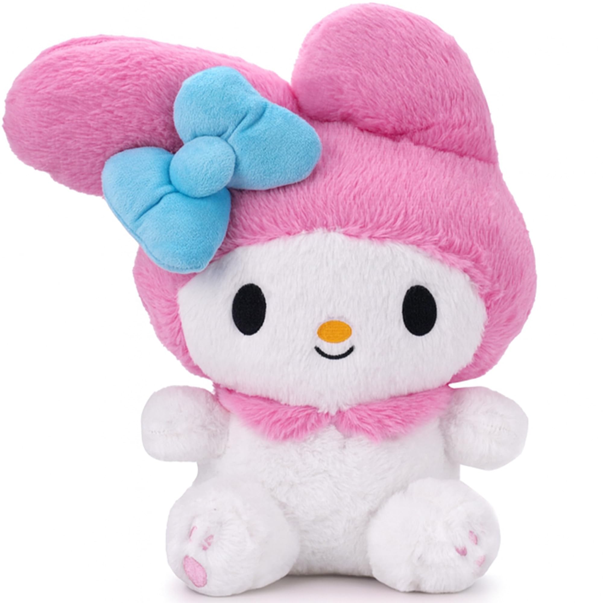 Juju Goods pink kawaii plush close-up shows fluffy fur for cozy hugging.