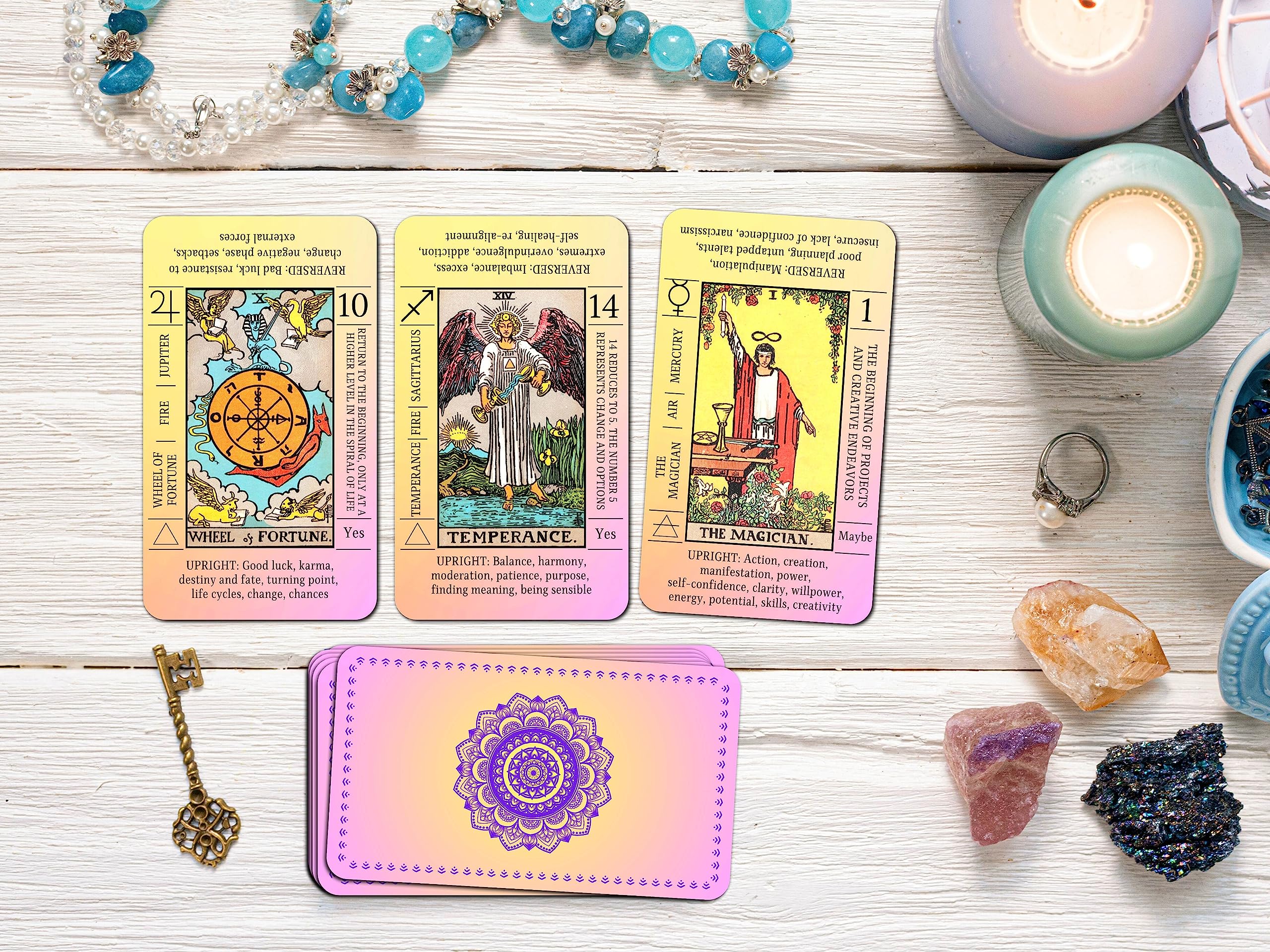 JUJU'S VIBES Sunset Tarot Deck box packaging makes a charming, ready-to-gift presentation.