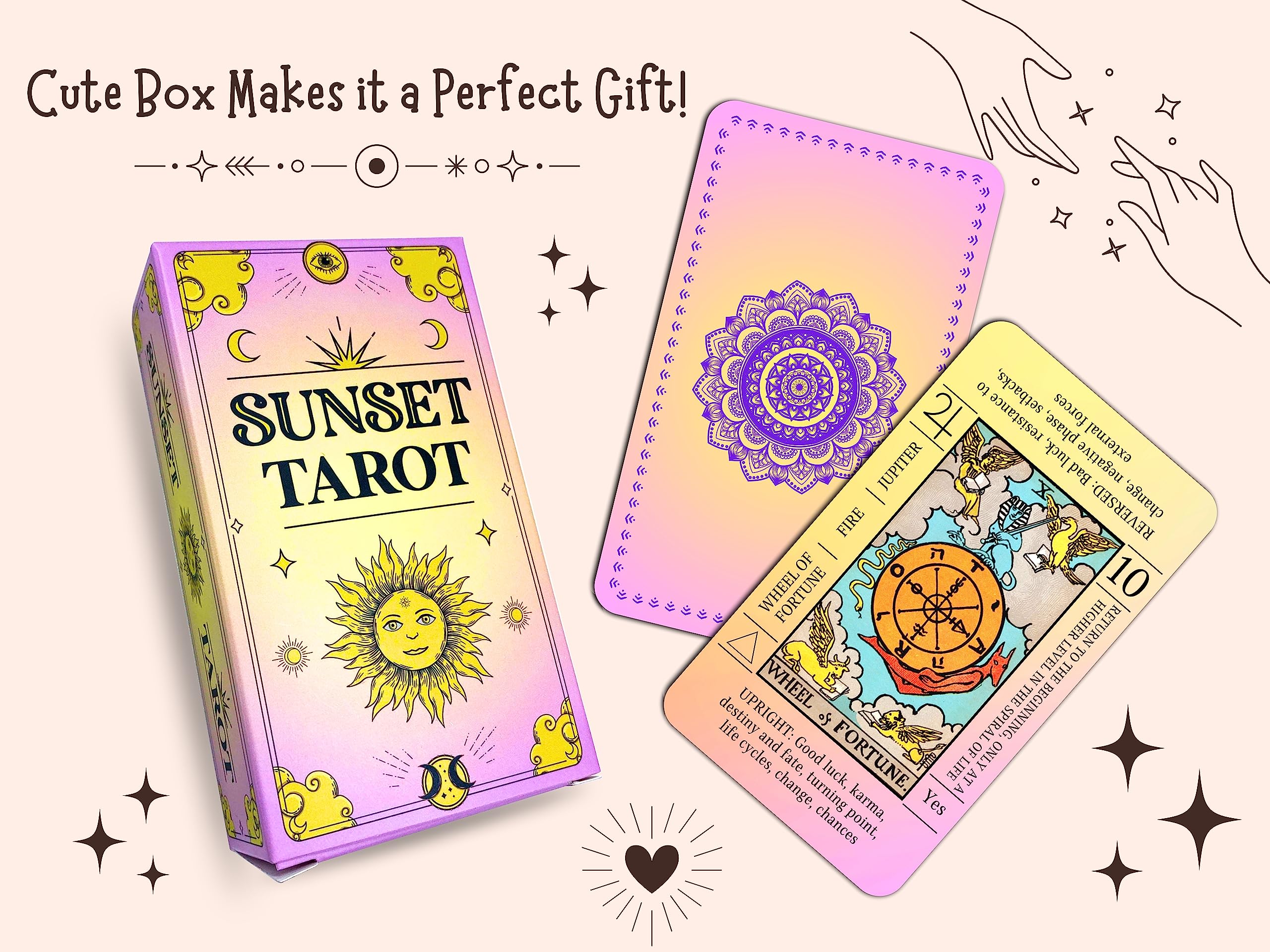 JUJU'S VIBES Sunset Tarot Deck card detail closeup shows rich symbolic imagery for study.