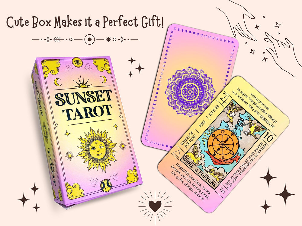JUJU'S VIBES Sunset Tarot Deck card detail closeup shows rich symbolic imagery for study.