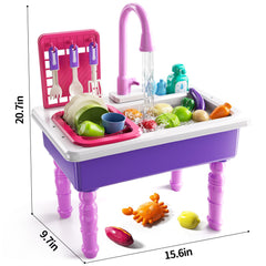 JUKUDAHU Play Sink supports standing-height kitchen role-play for toddlers.