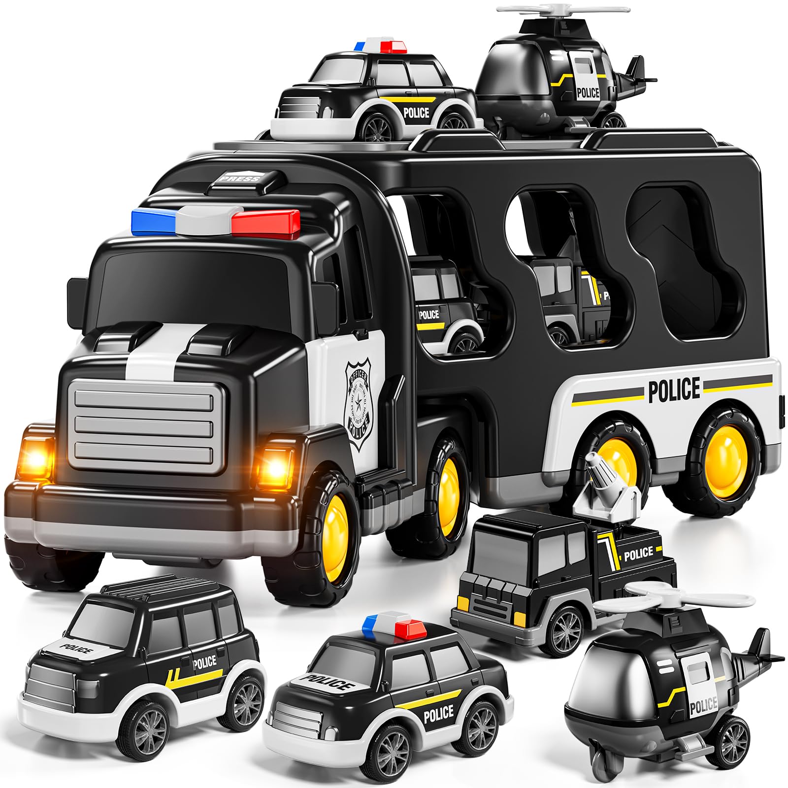 JUKUDAHU Police Truck large carrier invites imaginative play indoors or outdoors.