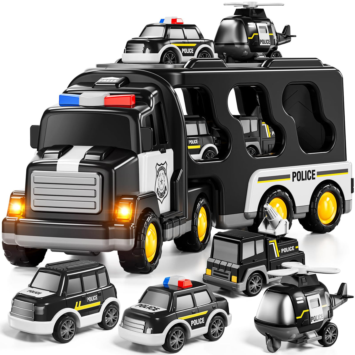 JUKUDAHU Police Truck large carrier invites imaginative play indoors or outdoors.