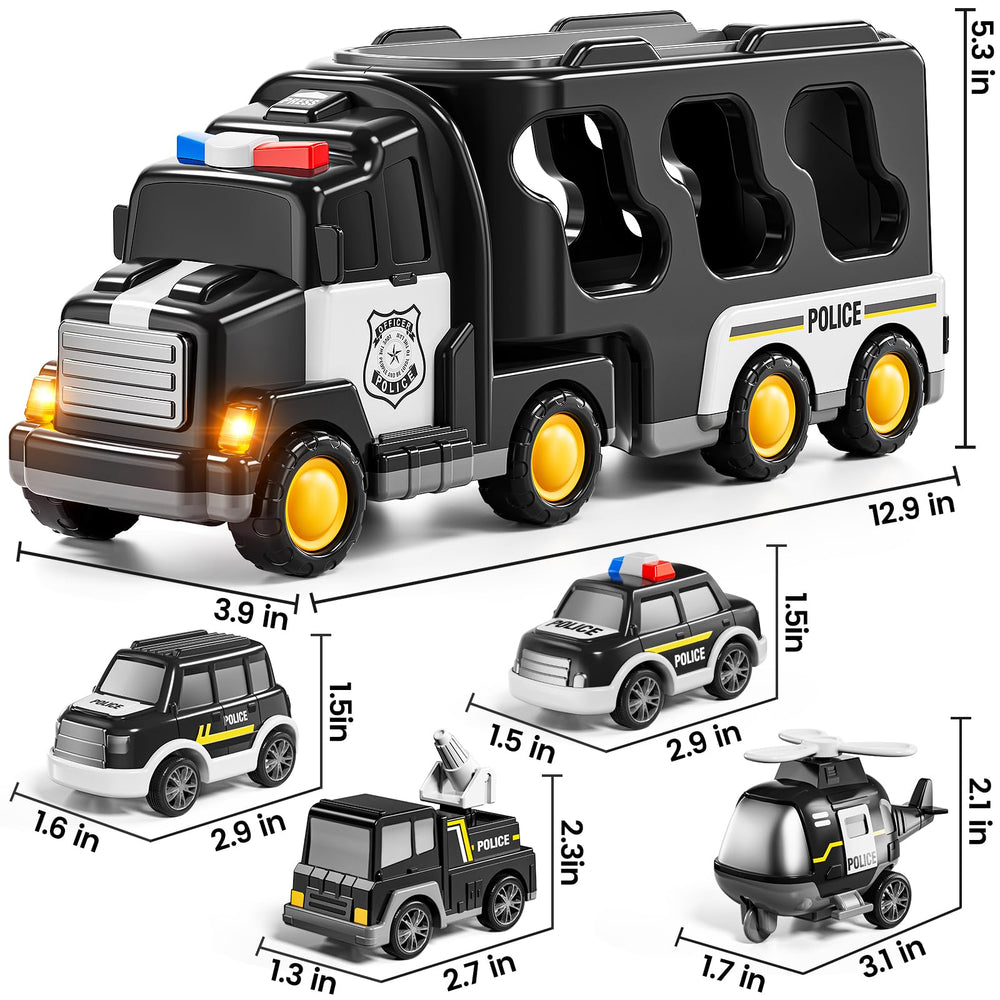 JUKUDAHU Police Truck toy lights and sounds spark curiosity.