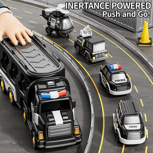 JUKUDAHU Police Truck toy includes a small police car for role-play adventures.