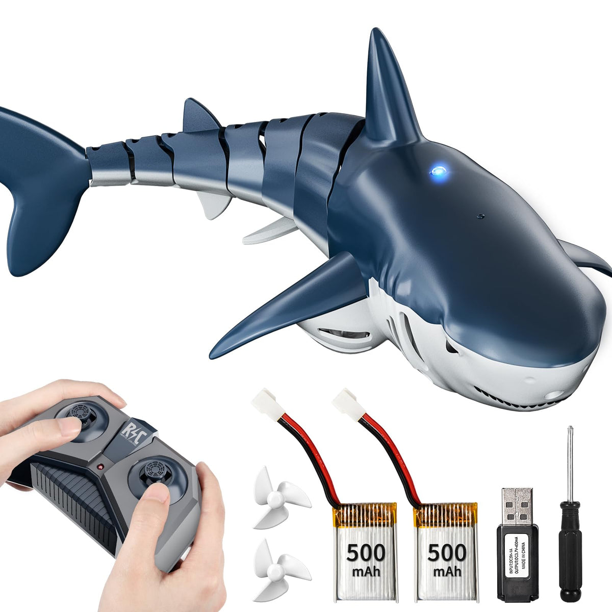 JUKUDAHU remote shark toy ready for water play in pool or bath