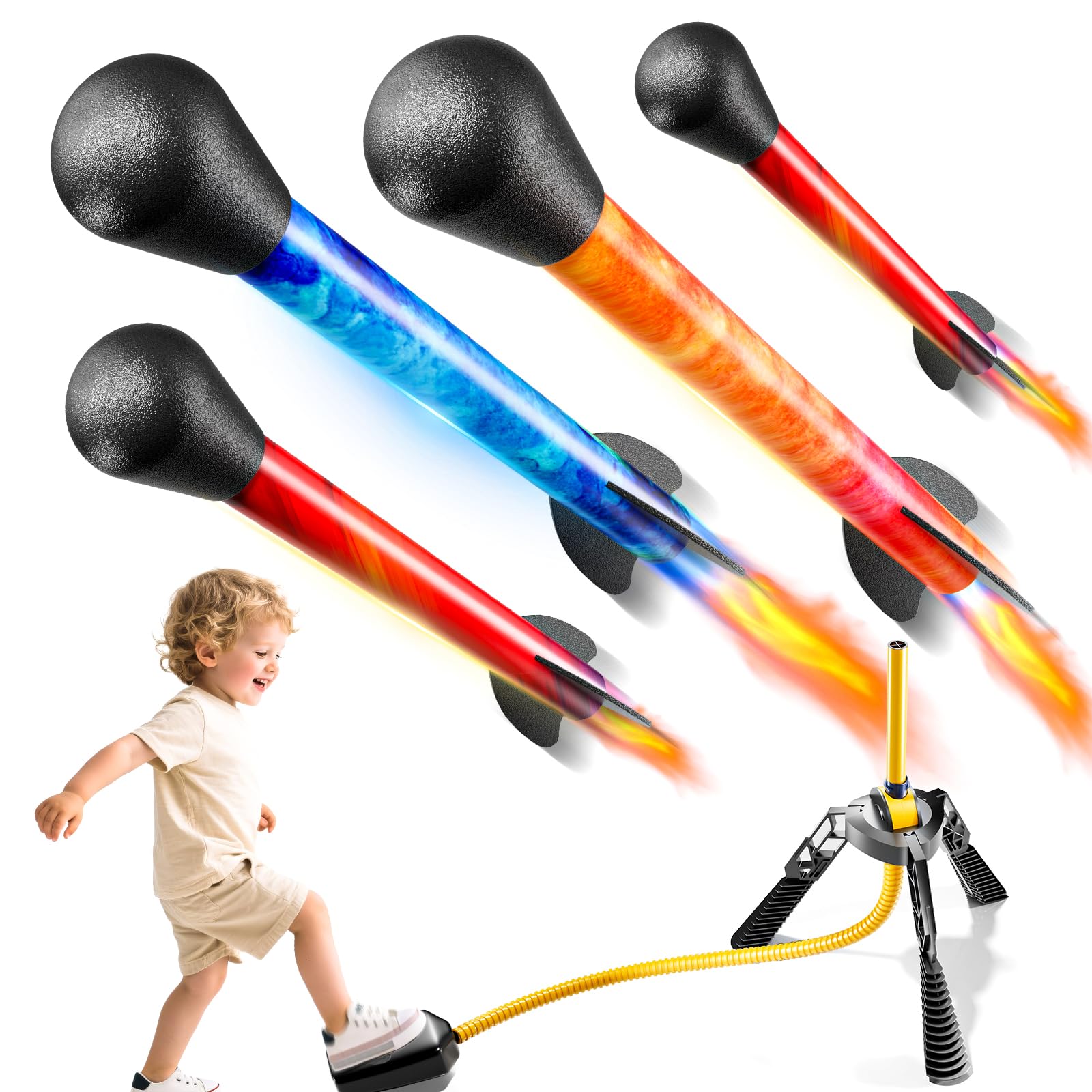 JUKUDAHU LED rockets illuminate nighttime outdoor play.