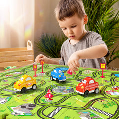 Jukudahu sliding cars designed for interactive track play on a smooth surface.