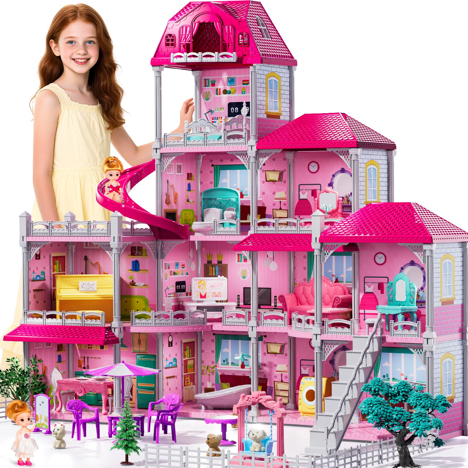 JUKUDAHU Villa Playset four-storey house with detailed rooms for imaginative play.