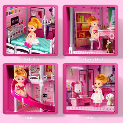JUKUDAHU villa-playset includes child-friendly doll bathroom accessories for pretend routines.