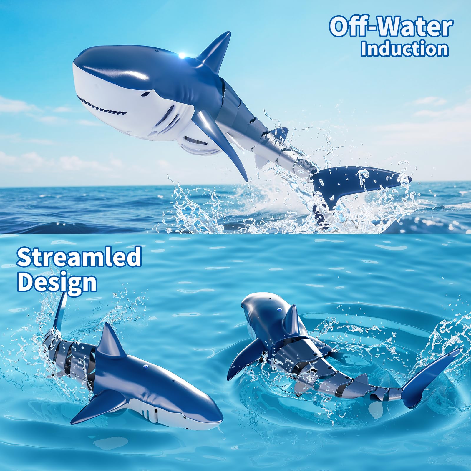 JUKUDAHU waterproof shark and rechargeable battery setup