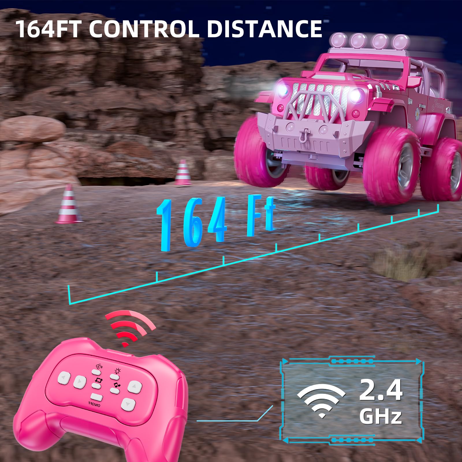 JUKUDAHU pink RC transmitter offers precise control and easy grip.