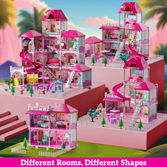 JUKUDAHU Villa Playset includes 2 dolls and 4 dogs for family-role storytelling.