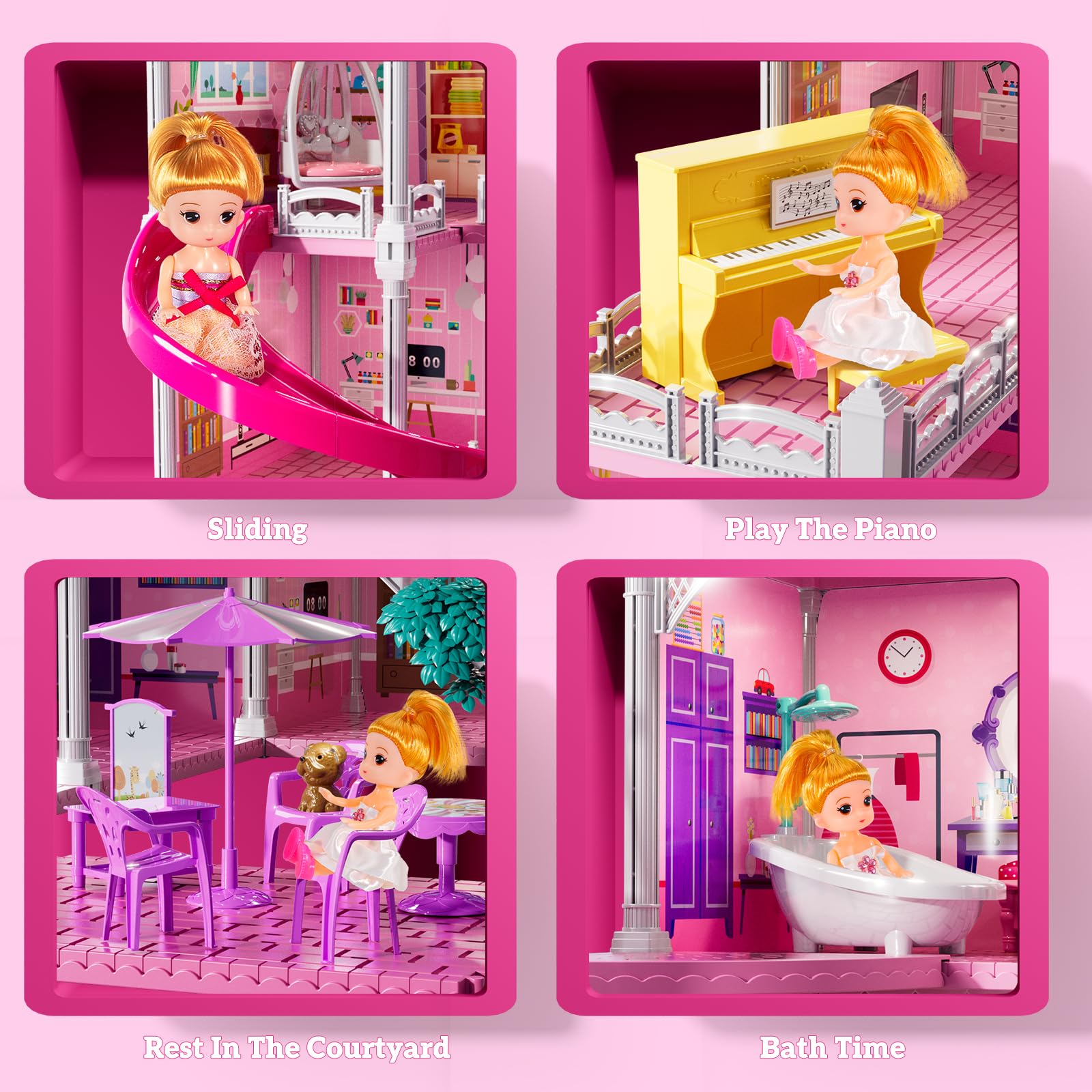 JUKUDAHU Villa Playset living, kitchen, and bedroom scenes spark daily-life play.
