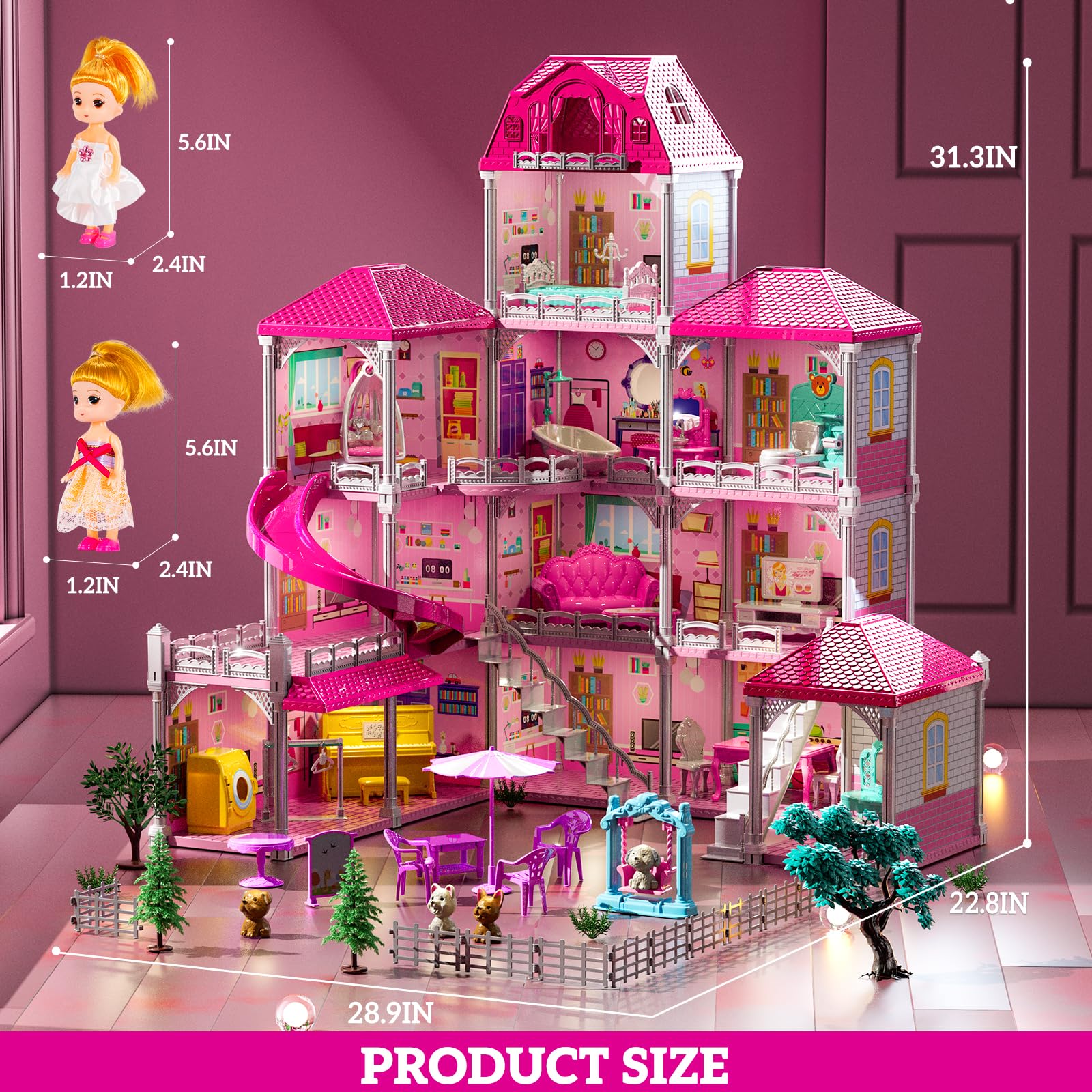 JUKUDAHU Villa Playset piano and dressing tables invite music-and-dressing play.