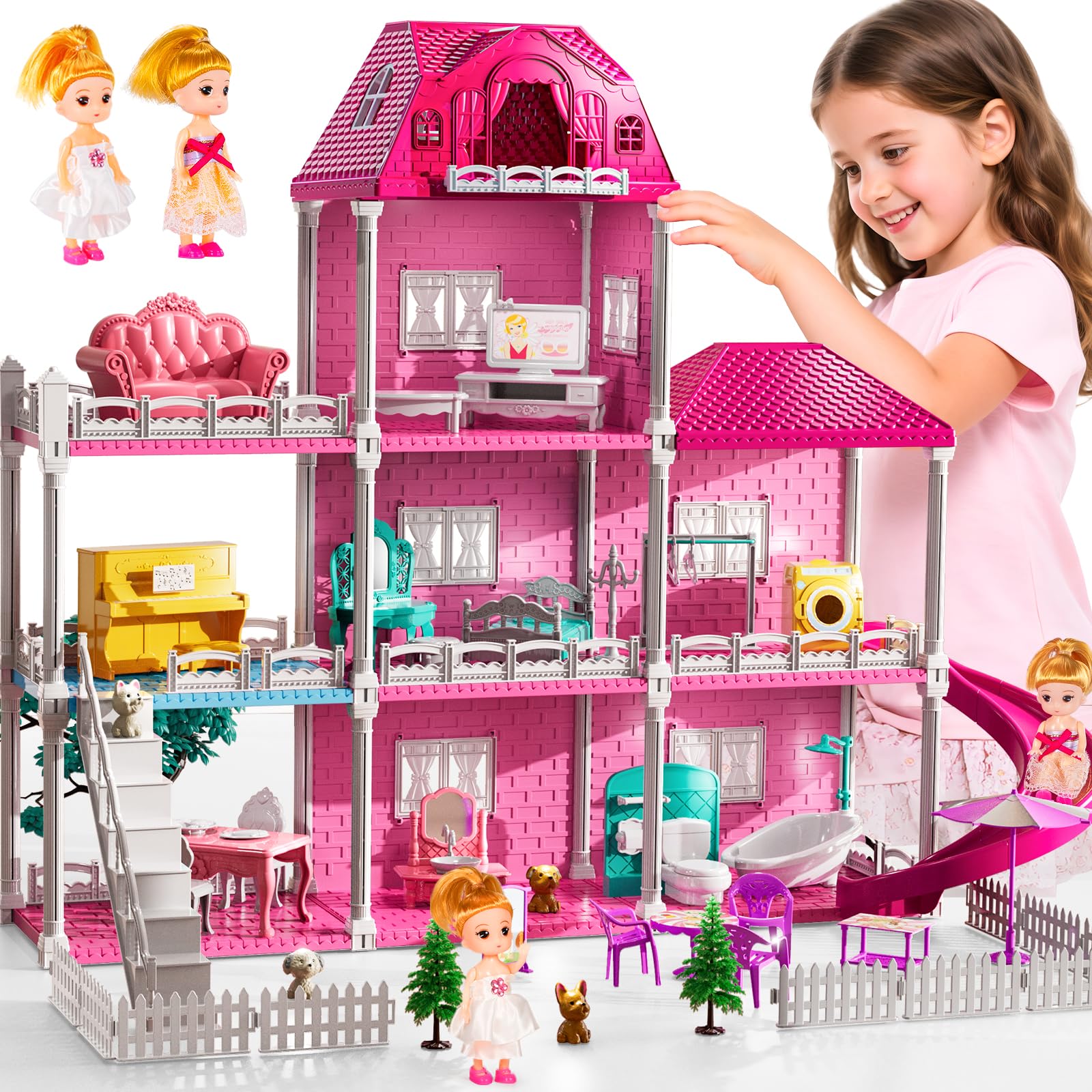 JUKUDAHU Villa Playset three-storey exterior inspires imaginative play.