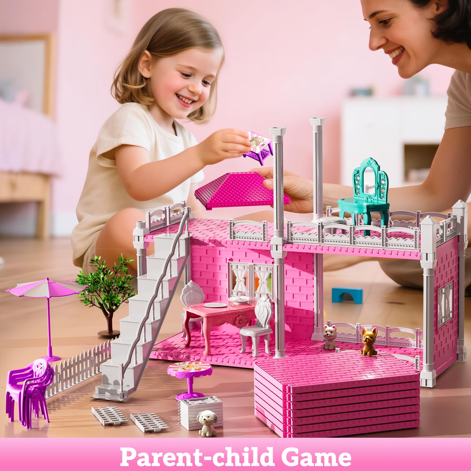 JUKUDAHU Villa Playset bed area supports cozy storytelling moments