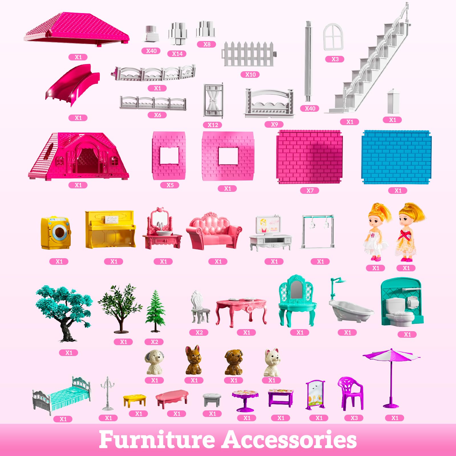 JUKUDAHU Villa Playset dining chairs and accessories for decor ideas.