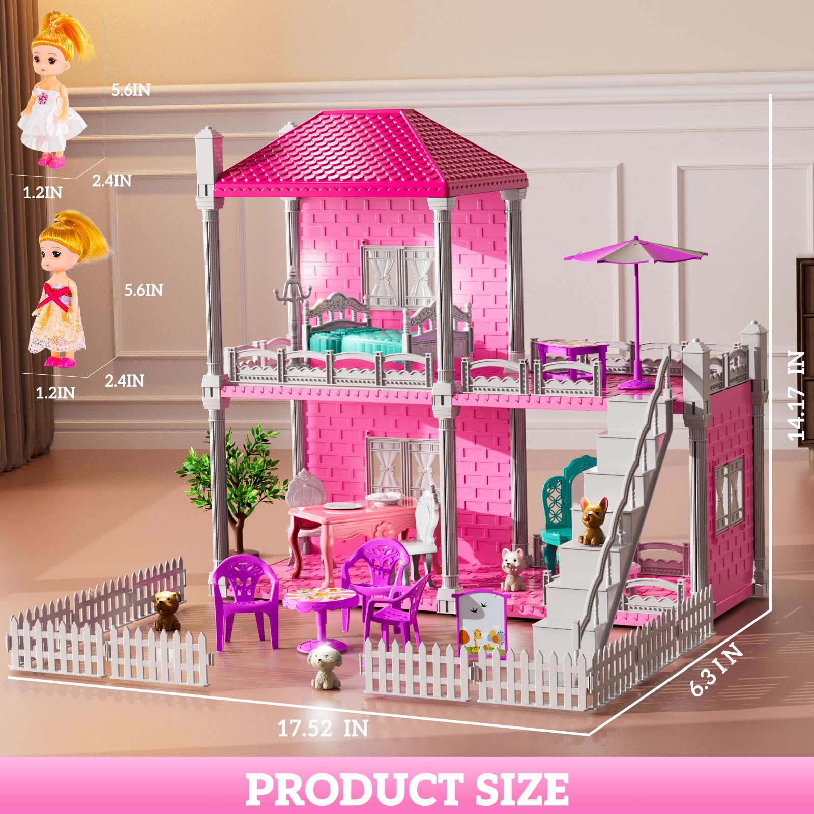 JUKUDAHU Villa Playset doll figures for storytelling and social play
