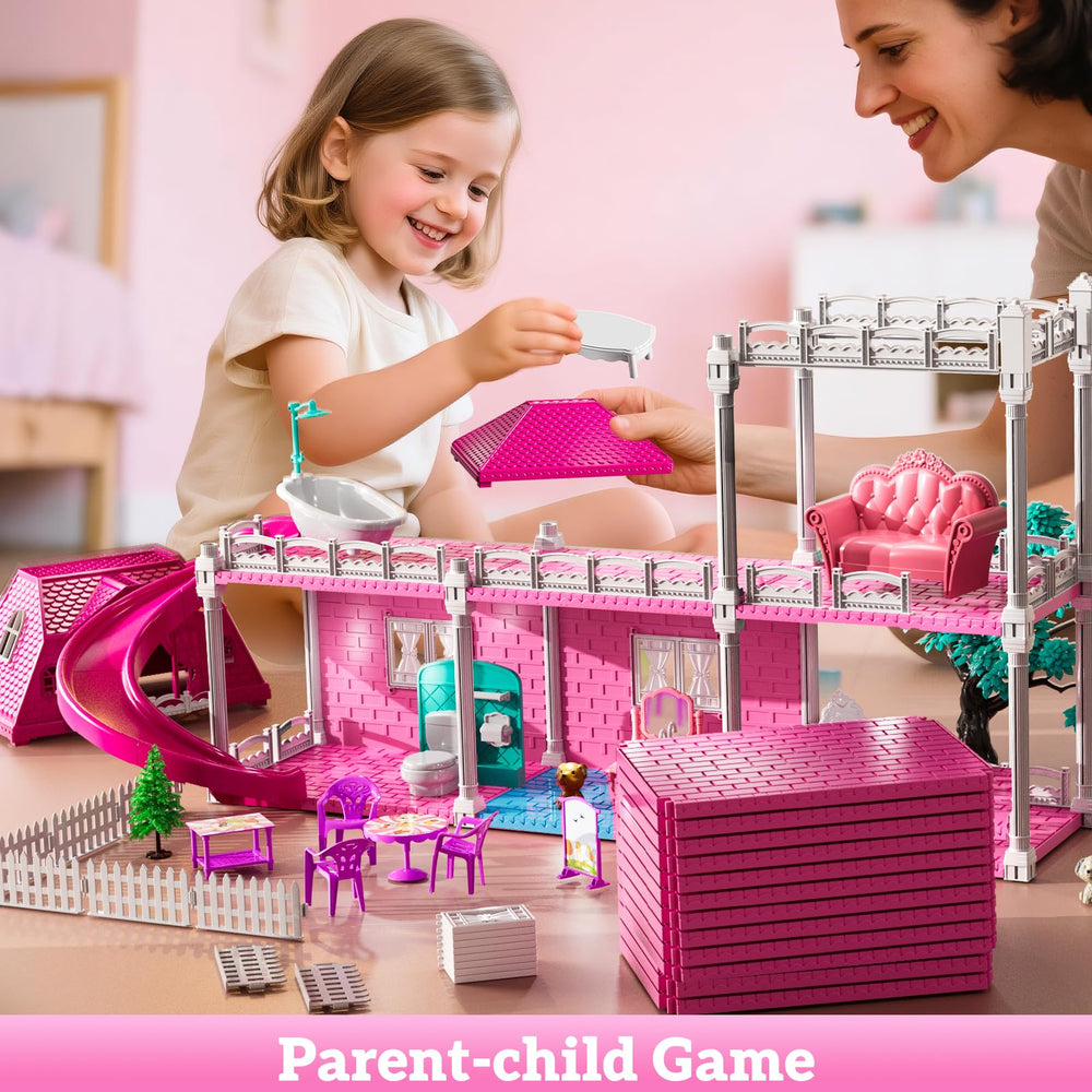 JUKUDAHU Villa Playset kitchen area for pretend cooking and meals.