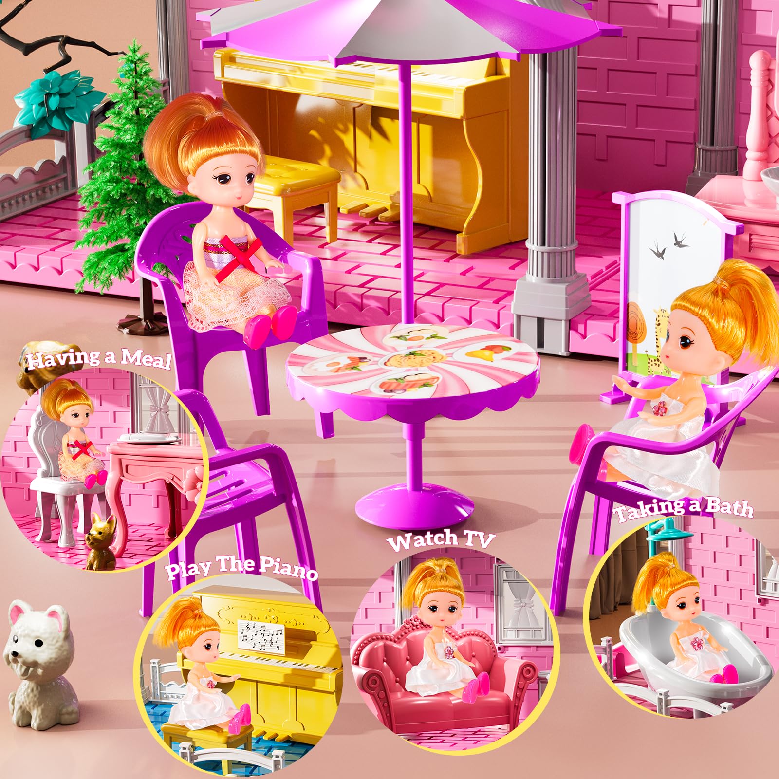 JUKUDAHU Villa Playset seven-room layout supports storytelling and role play.
