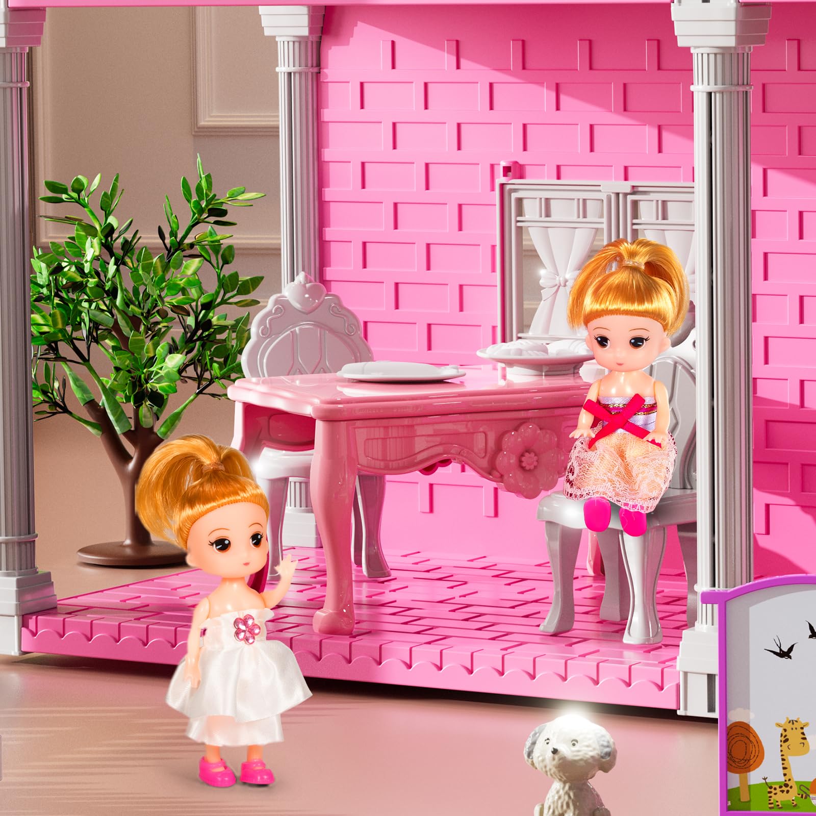 JUKUDAHU Villa Playset tree and umbrella accessory inspires indoor adventures
