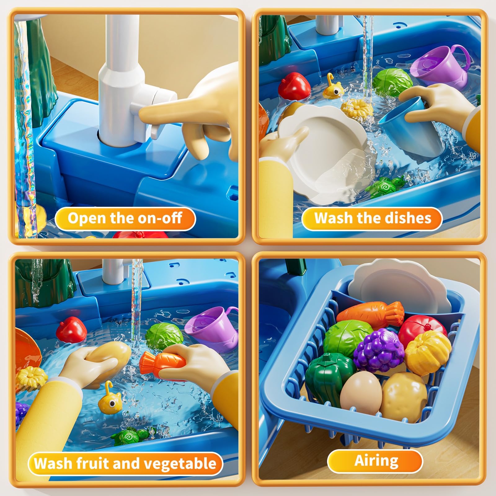 JUKUDAHU color-changing dishes teach color recognition during water play.