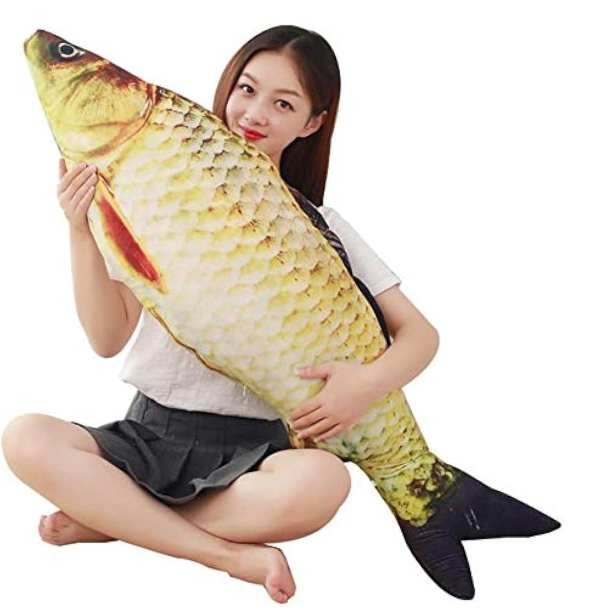 julan 39inch giant fish plush toy front view for cozy living room decor