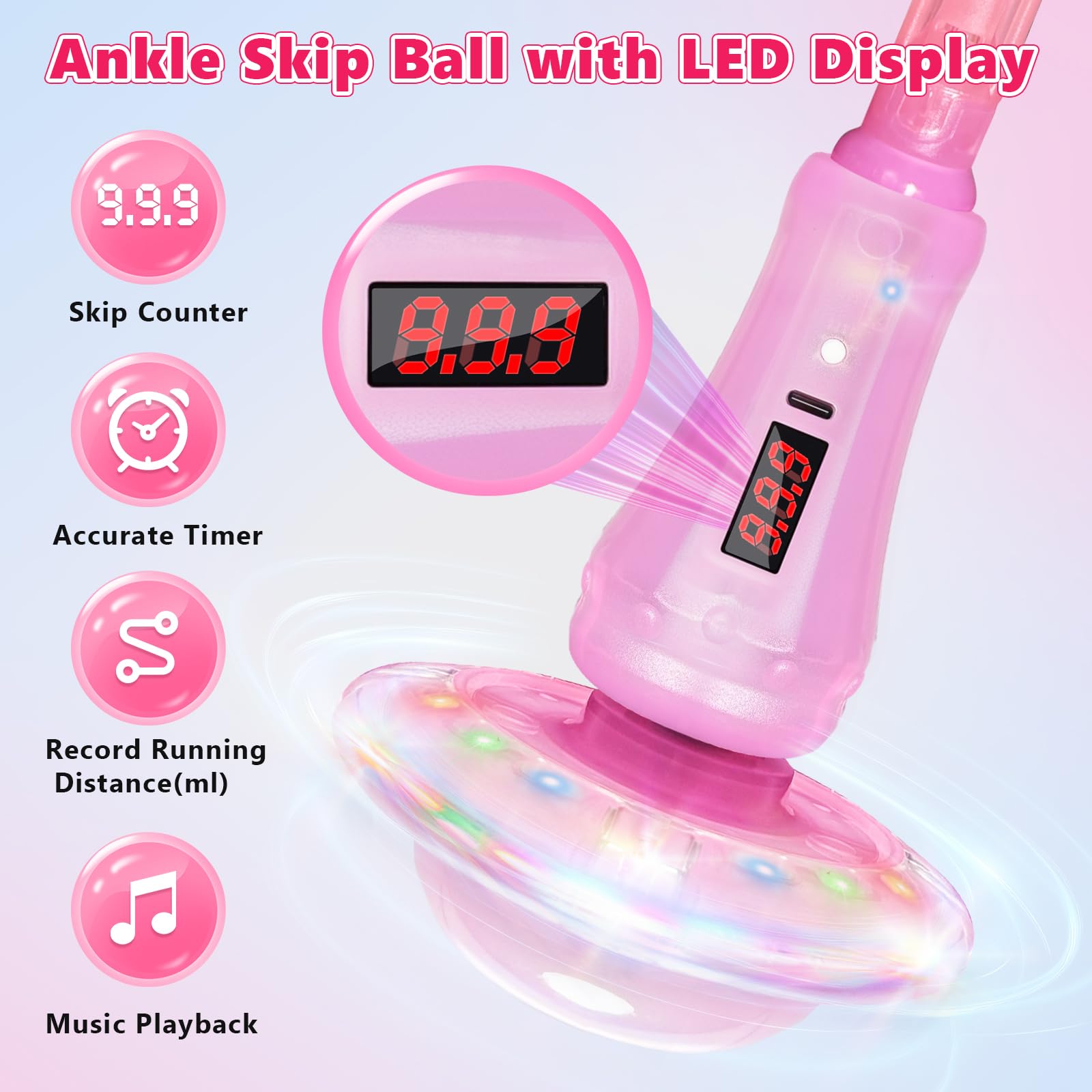 juman Skip Ball LED counter and three modes track jumps, time, and distance.