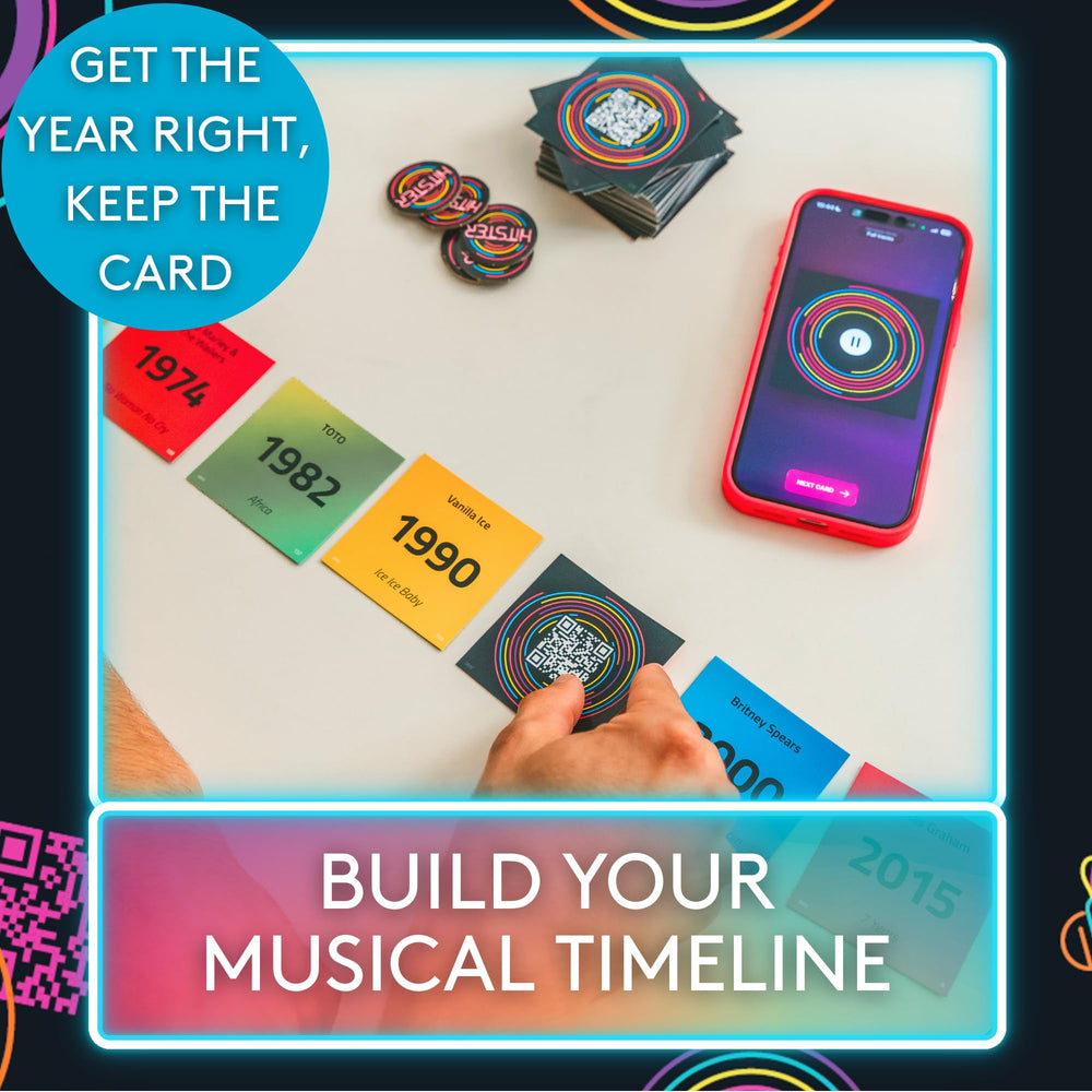 Jumbo Hitster app scanning a card’s QR code, quick start and audio playback