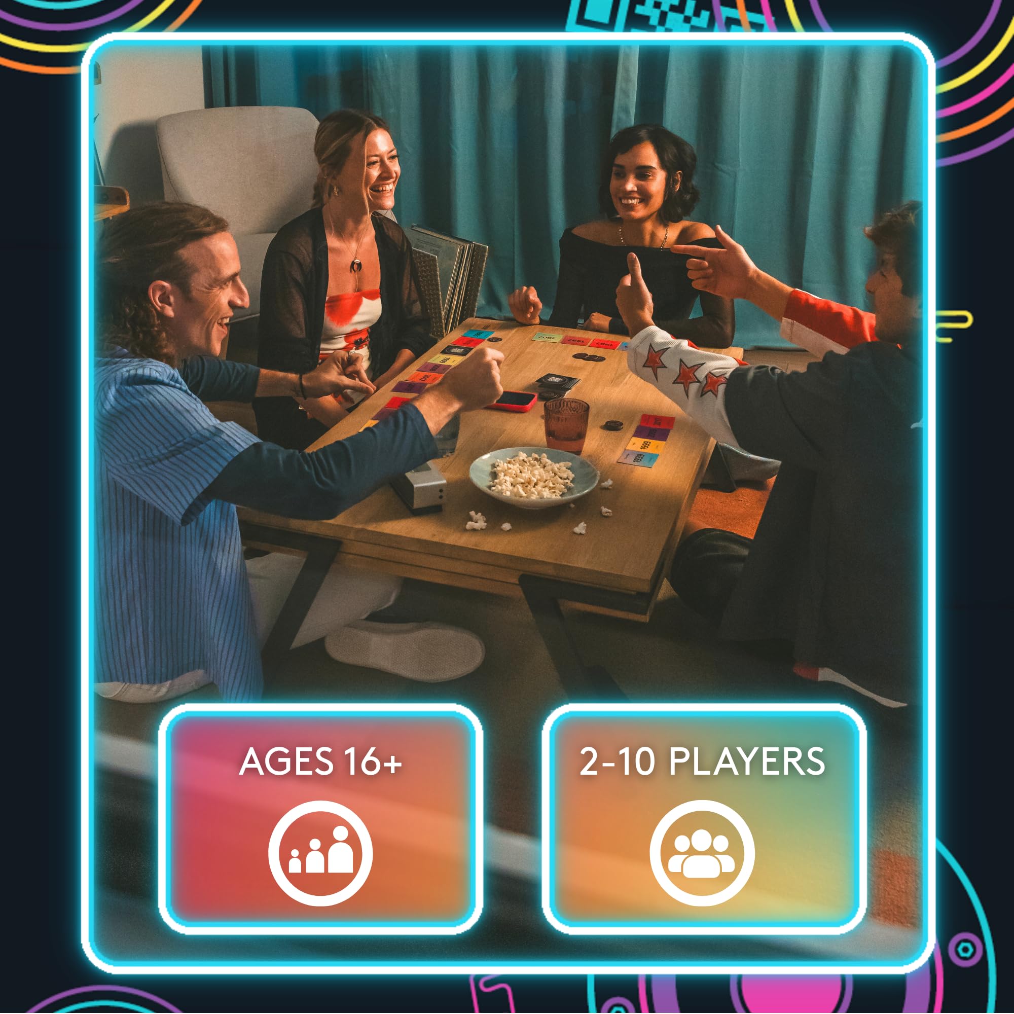 Jumbo Hitster contents laid out on table, shows everything included for gameplay