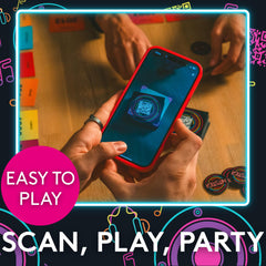 Jumbo Hitster QR code close-up on a music card, enables instant song playback