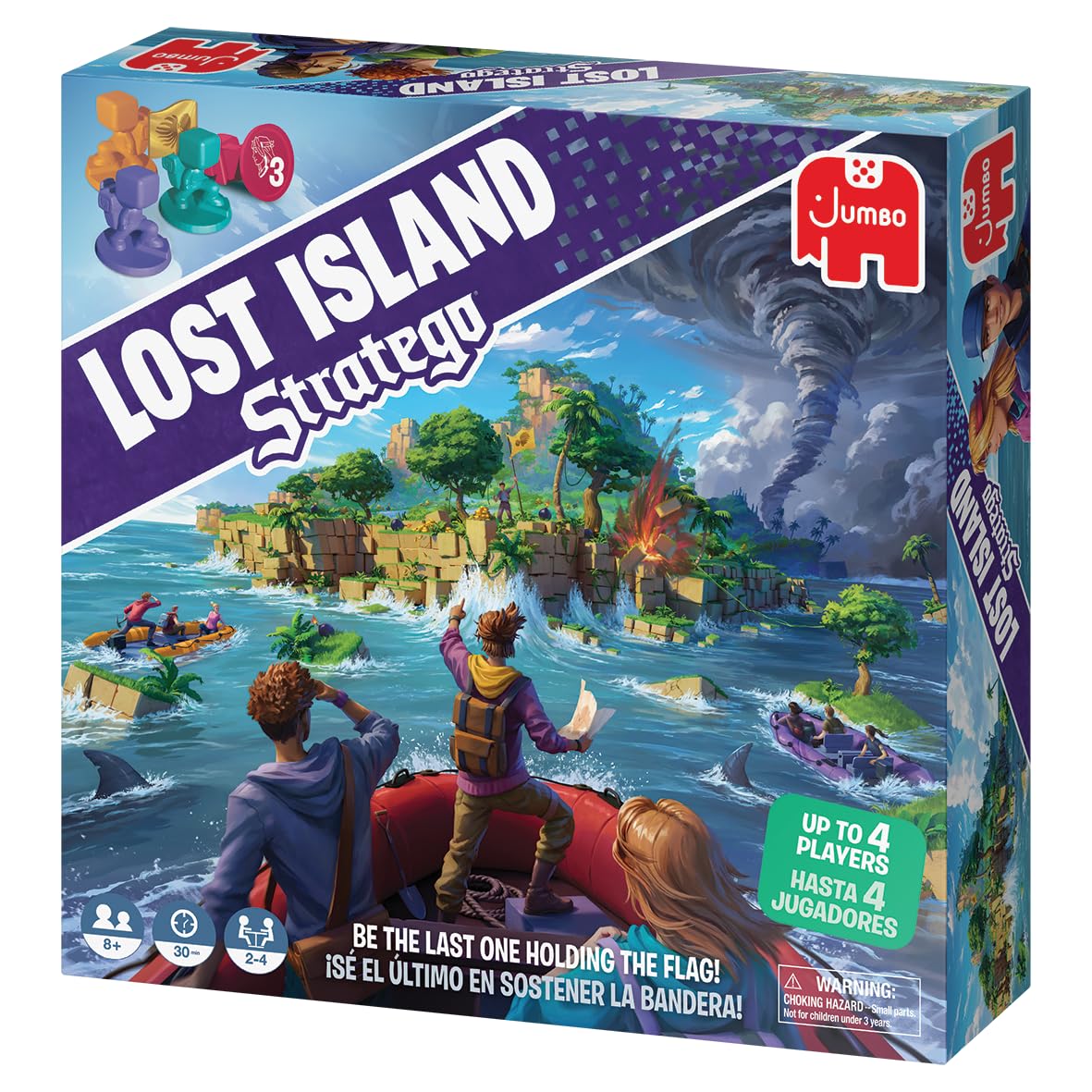 Jumbo Stratego Lost Island age 8 plus label indicating beginner-friendly play