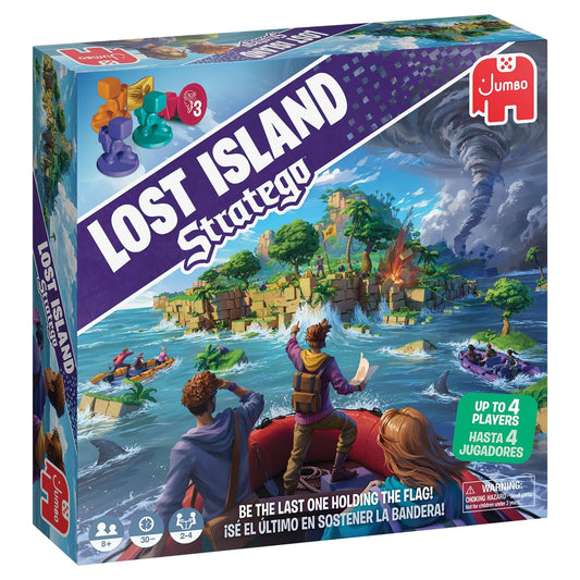 Jumbo Stratego Lost Island game box shown for family game night and excitement